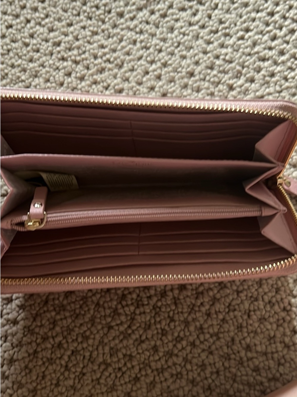 Kate Spade Pink Saffiano Zip-Around Wallet Clutch with Stud & Pearl Accents - Picture 2 of 7